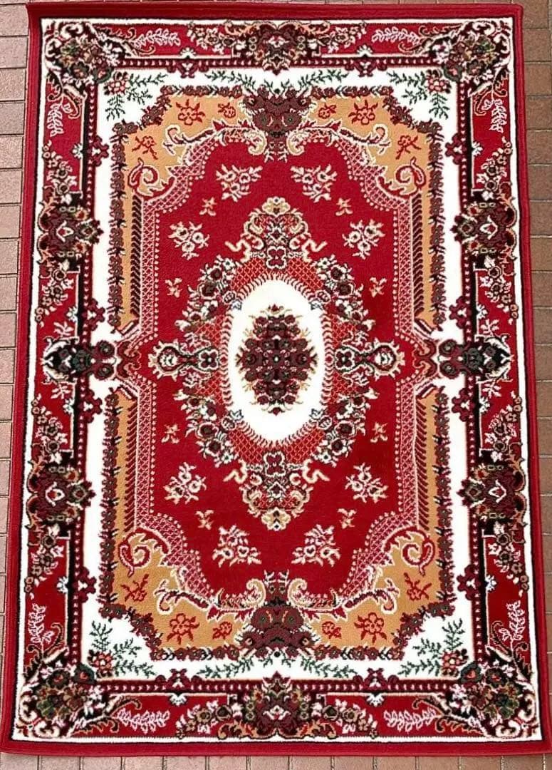 【美品】 ウィルトン織 絨毯 カーペット ラグ レッド 花柄 130×200㎝ 在庫限り アウトレット ウィルトン織ラグ 160×230cm 長方形 カーペット