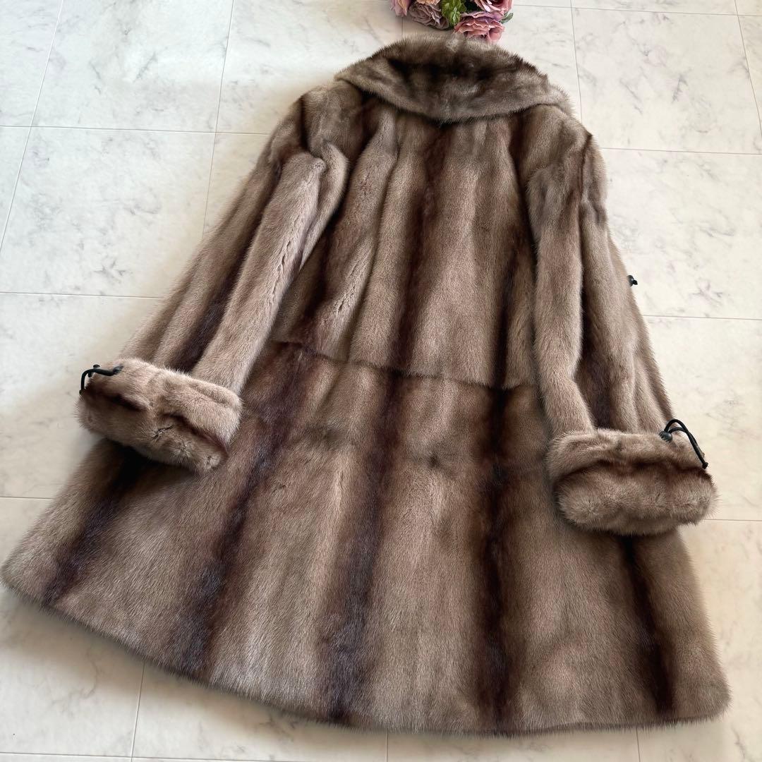 希少デザイン☆サガミンク クロスミンク ファーコート ドロスト 女優襟