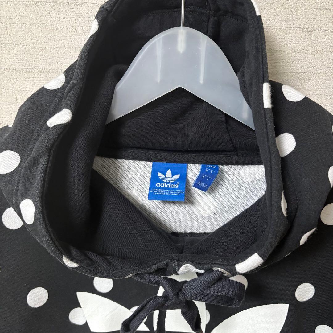 adidas アディダス ドット柄スウェットパーカー 水玉模様 黒 白 - メルカリ