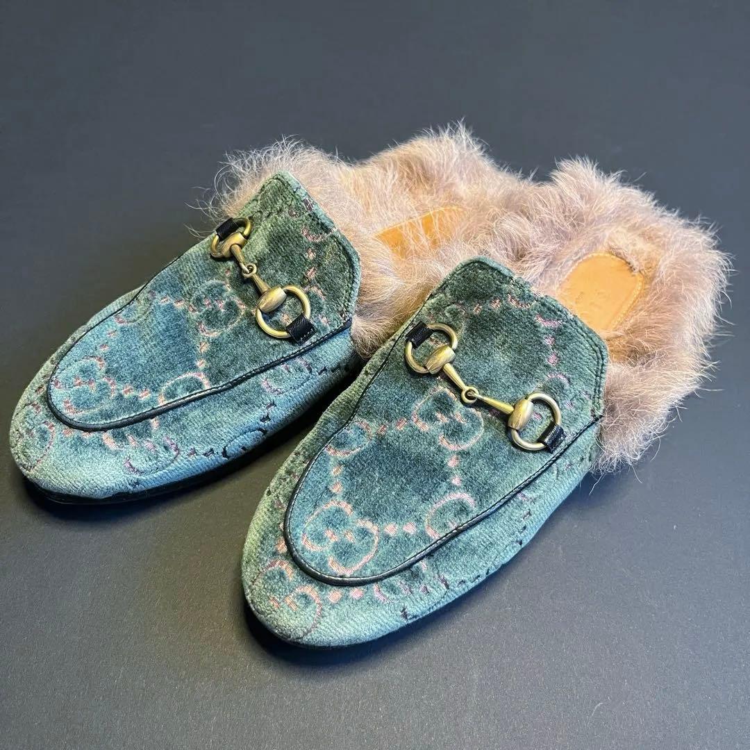 GUCCI ホースビット/ファー付きスリッポン GUCCI - GUCCI グッチ ホースビットローファー プリンスタウン ファー