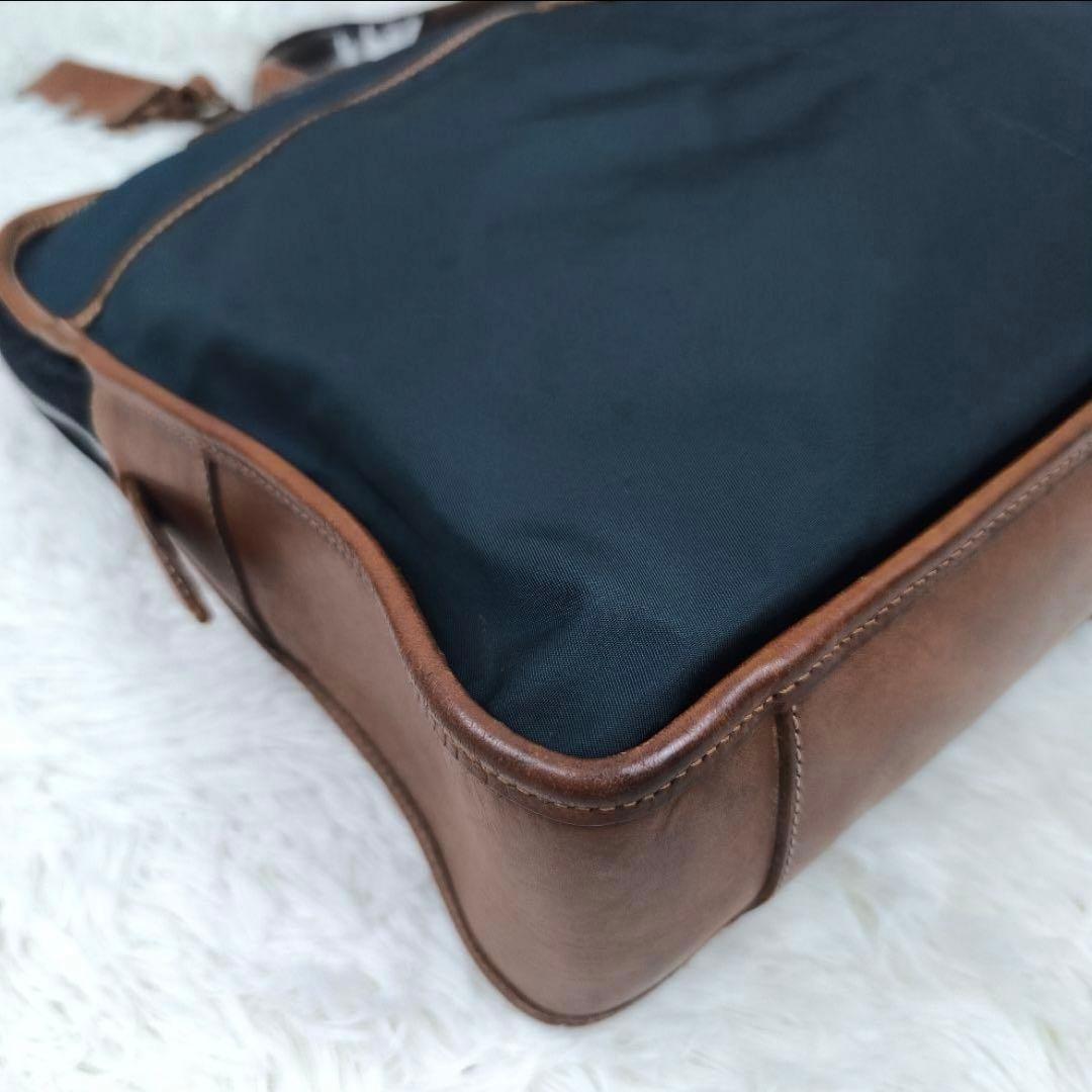 Felisi ブリーフケース 8637/2 1層 A4可 レザー×ナイロン 紺茶