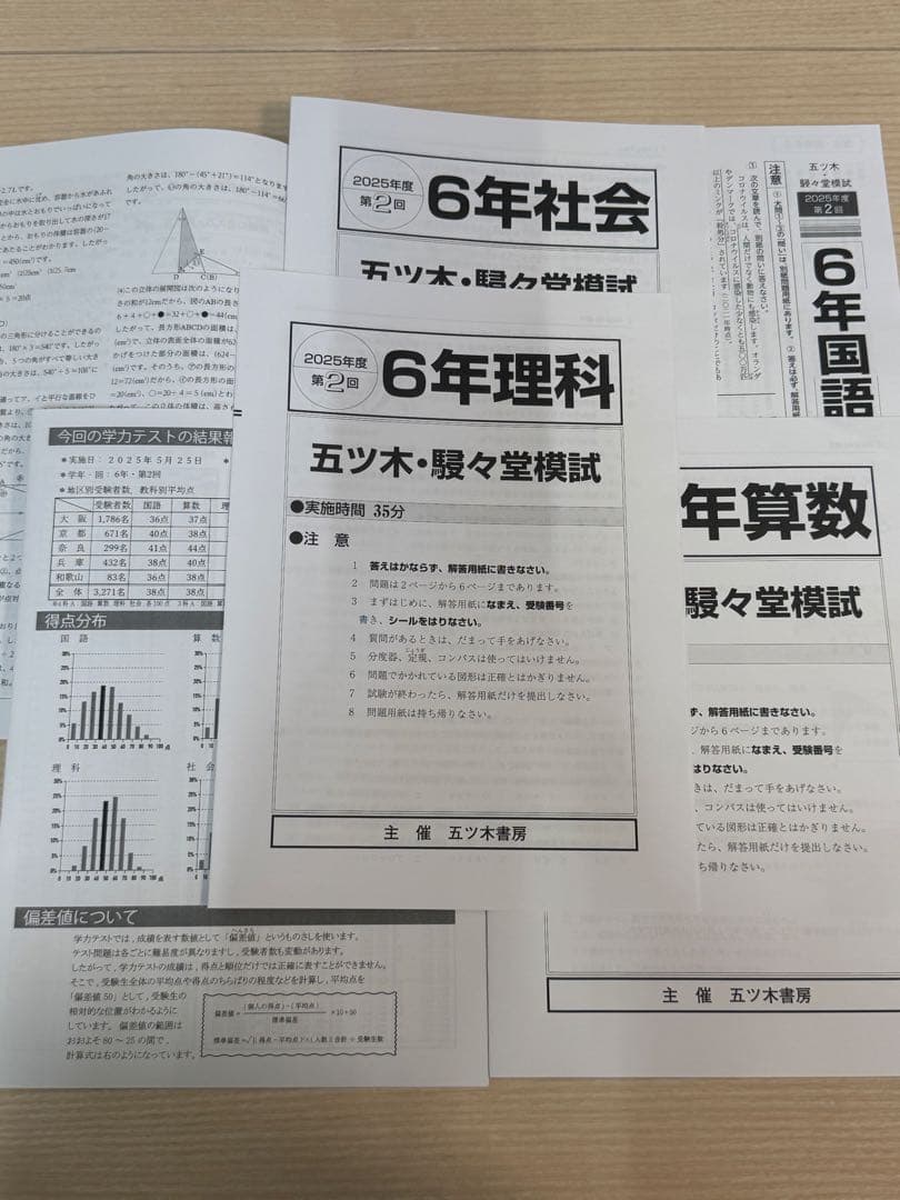 五木模試 五ツ木模試 駸々堂テスト 2025年第1回 第2回セット中学受験