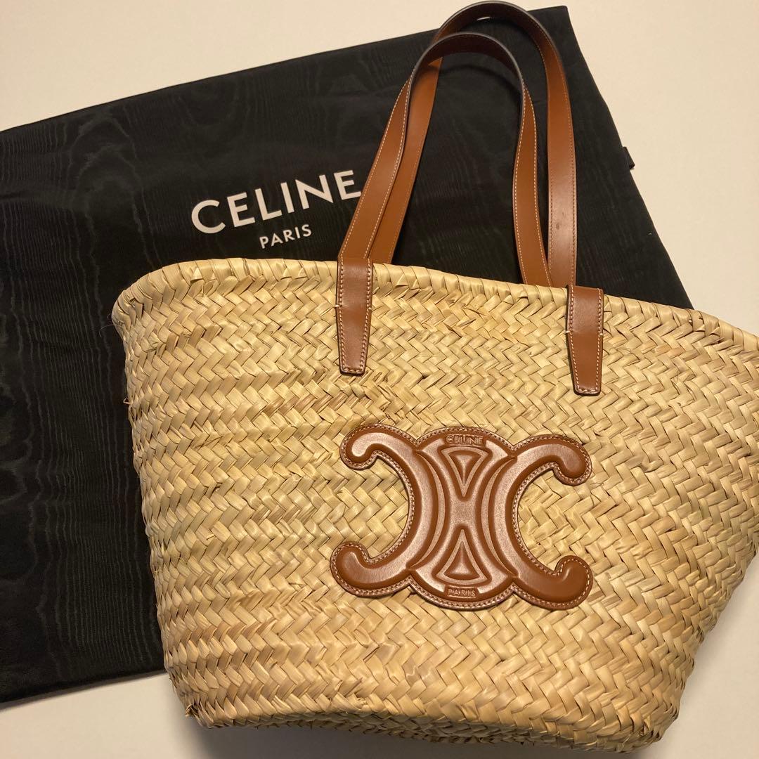 セリーヌ　CELINE ミディアム トリオンフ クラシック パニエ　袋付き値下げ ミディアム ブレーデッド トリオンフ CELINE クラシック パニエ