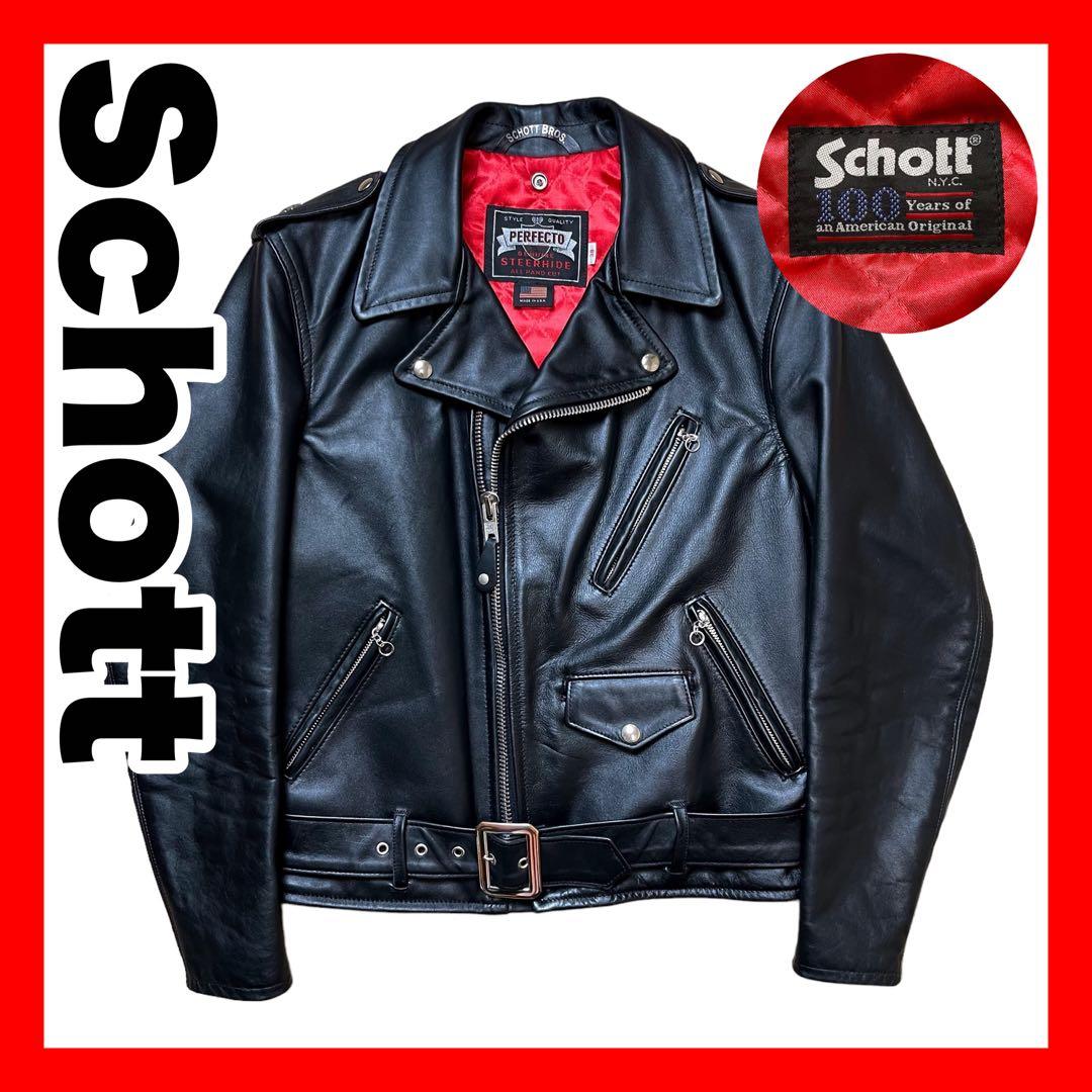 美品【ショット】100周年記念 ワンスター ダブルライダース Schott