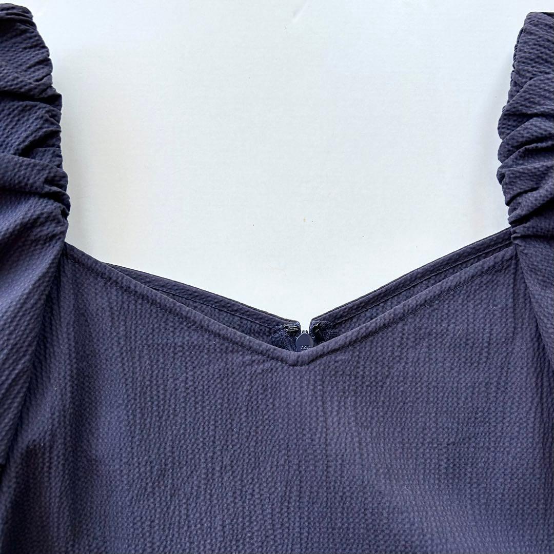 VERMEIL par iena パフスリーブワンピース ネイビー 日本製 - メルカリ