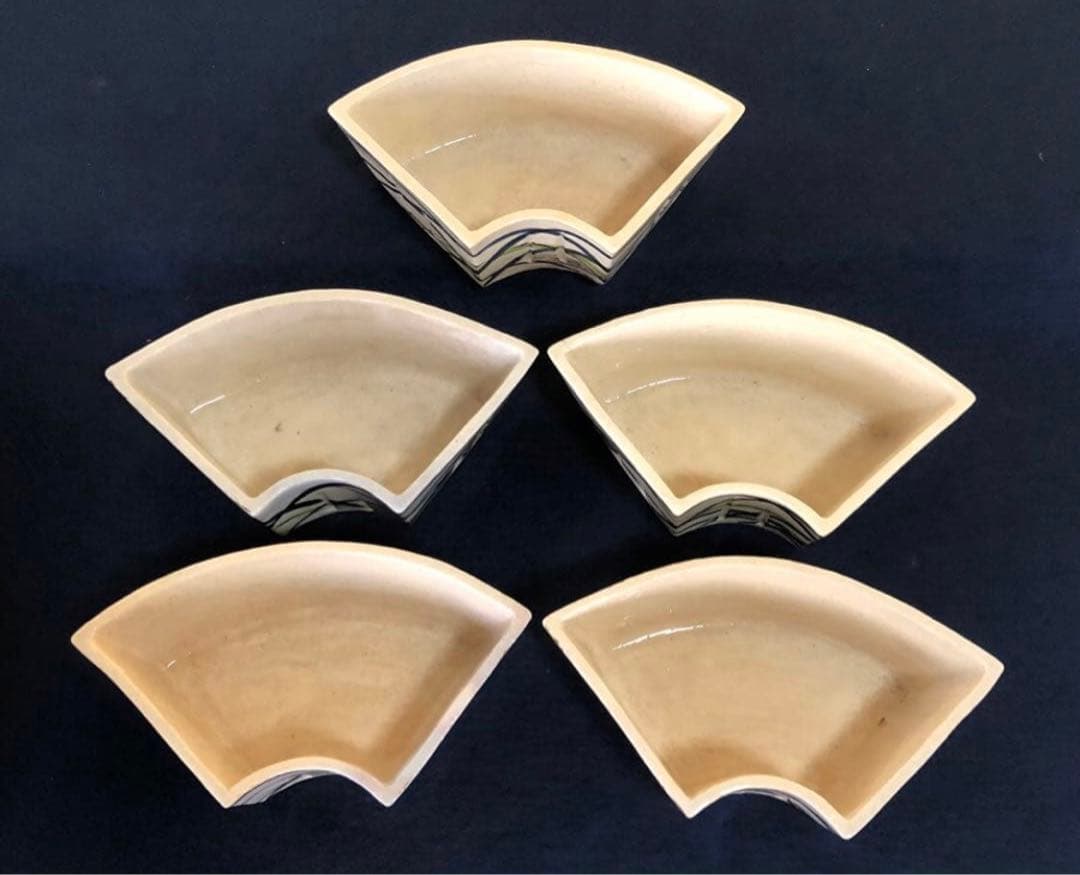 《R》懐石 扇面 向付5客 陶山造 小鉢 共箱　260109き2