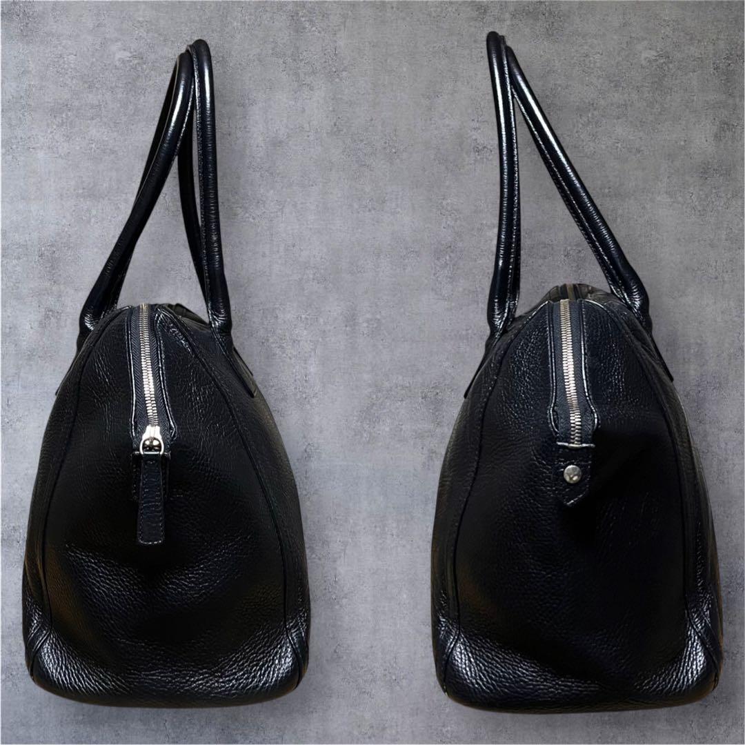 美品 フルラ ハンドバッグ シボ革 A4可能 大容量 肩掛け 旅行 ブラック