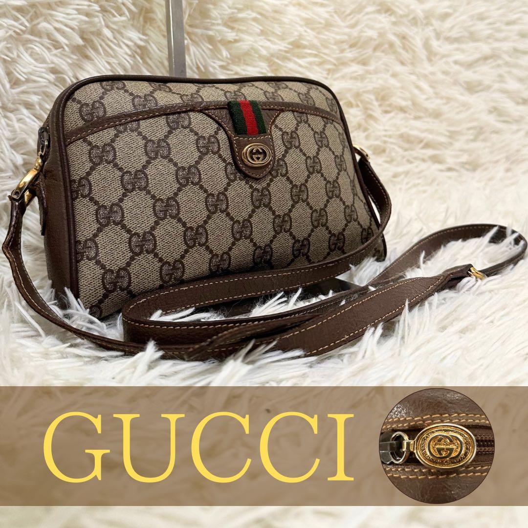 値下げ レア オールドグッチ GG総柄 レザー ショルダーバッグ シェリーライン GUCCI - 【レア】グッチ オールドグッチ シェリーライン ショルダー