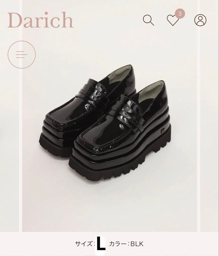 Darich エナメルプラットフォームローファー ダーリッチ Darich エナメルプラットフォームローファー （ブラック