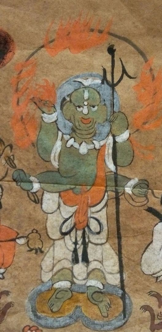 本物大津絵、青面金剛(不動明王） - メルカリ