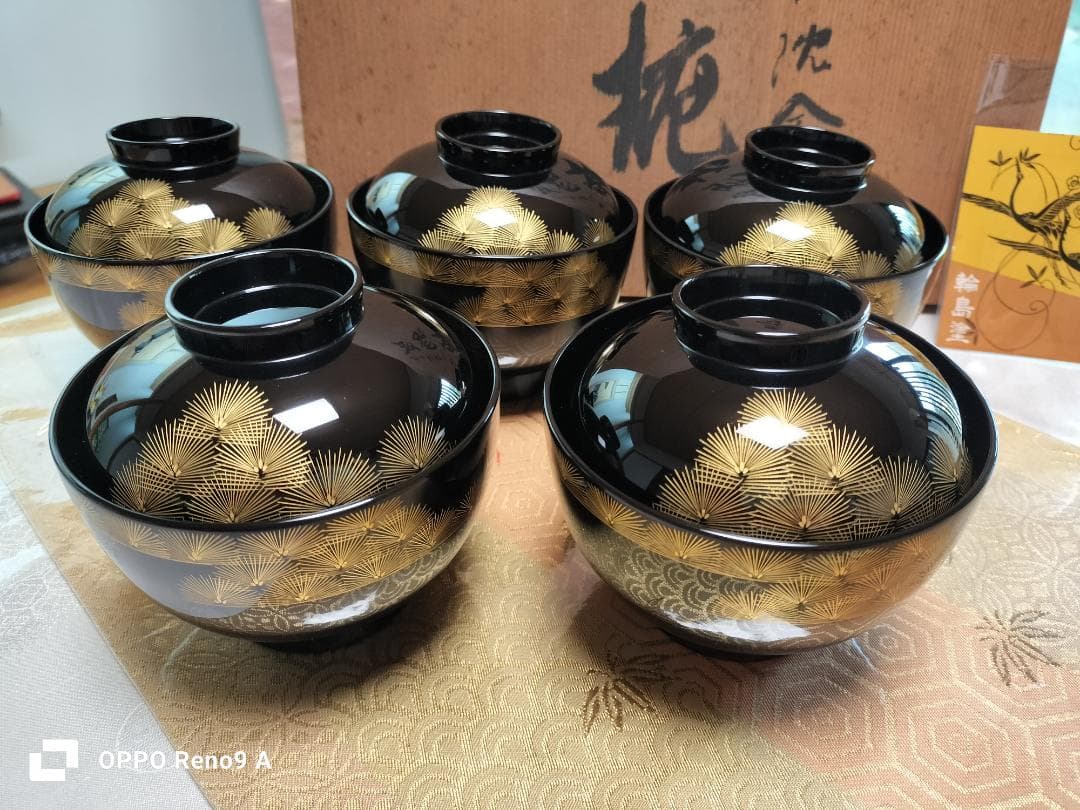 輪島塗 寿松 沈金 5客 蓋付き お吸物椀 共箱 懐石膳 茶道具 - メルカリ