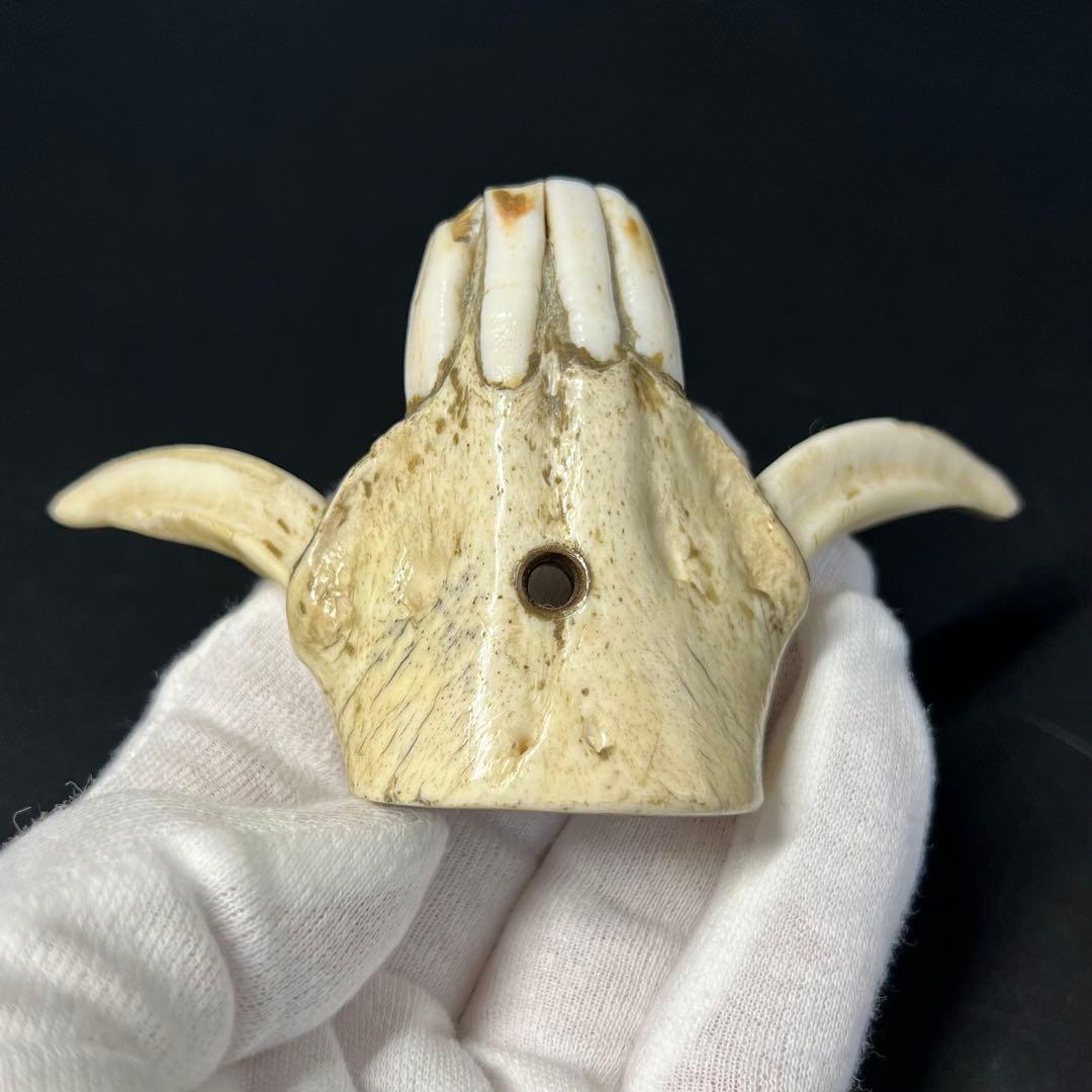 ◎古道具 庵々◎江戸-明治期 獣牙根付□提げ物山伏猟師魔除け呪物