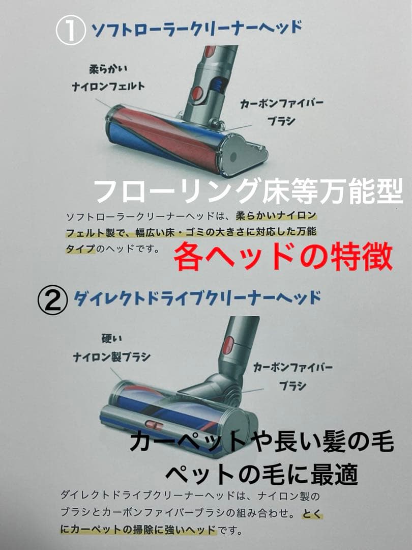 ダイソン⑨SV12V10 純正パイプ 2ヘッドから選択 補強トリガー フル