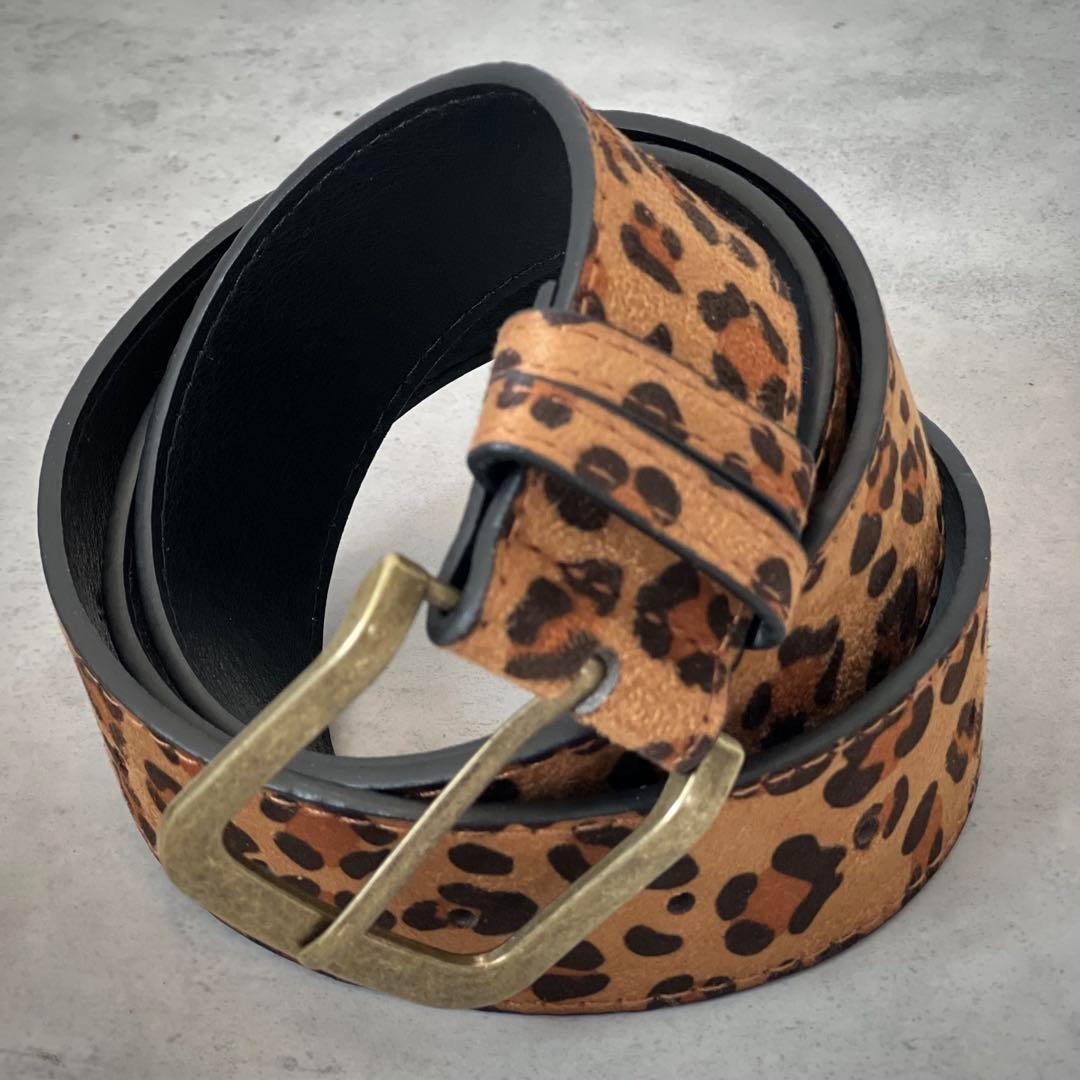 レオパード】Y2K ブラウン ベルト 韓国 太ベルト ギャル グランジ 豹