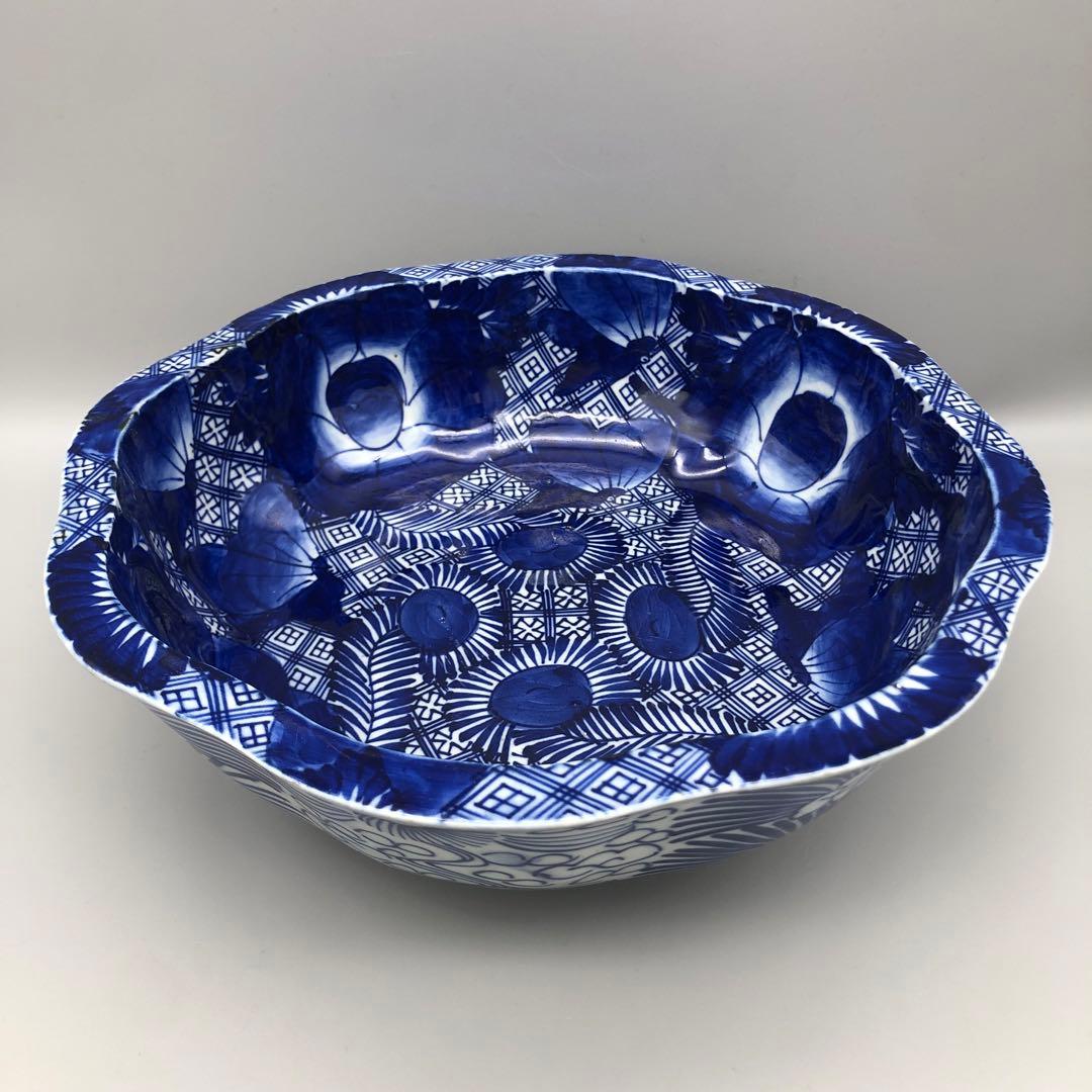 明治時代古伊万里幾何学模様ベロ藍印判手中押し鉢ボウル27cm伊万里焼骨董品 Yahoo!オークション -「古伊万里 ベロ藍」(アンティーク、コレクション