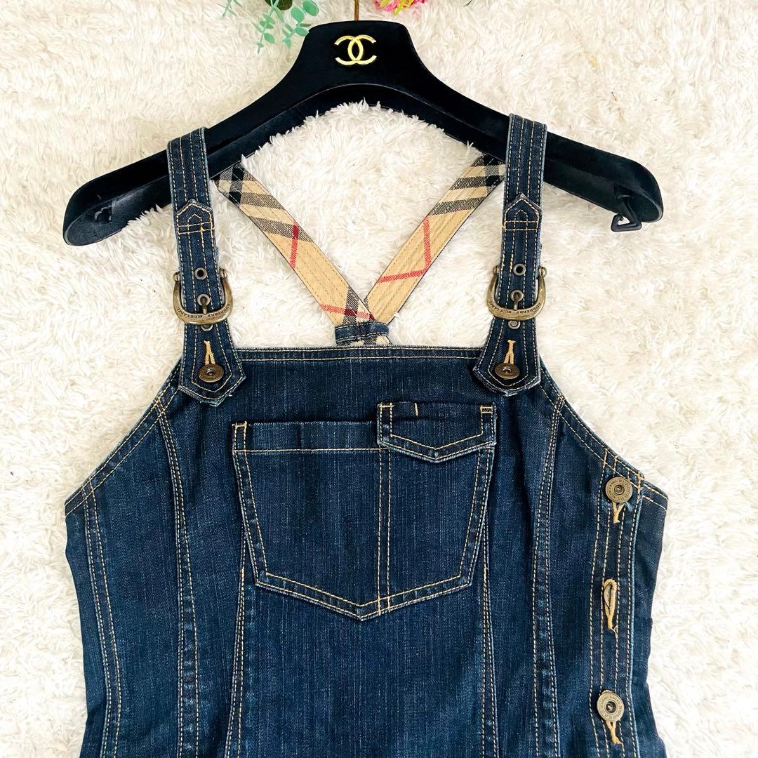 希少✨バーバリーブルーレーベル♡ジャンパースカート デニム ノバ