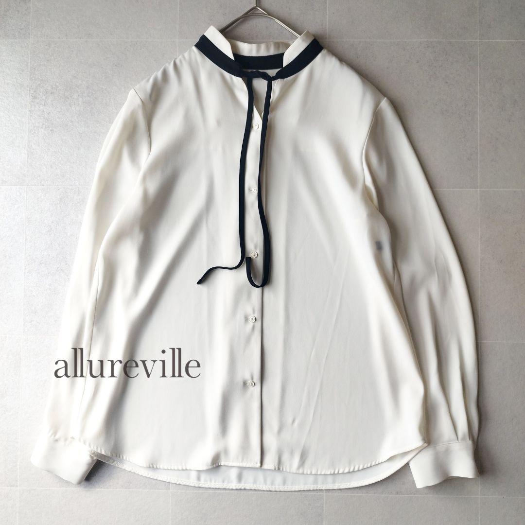完売品！未使用級✨️アルアバイル ポリエステルツイルハイショクナロータイブラウス フロントフリルノースリブラウス|allureville OFFICIAL SITE / ONLINE