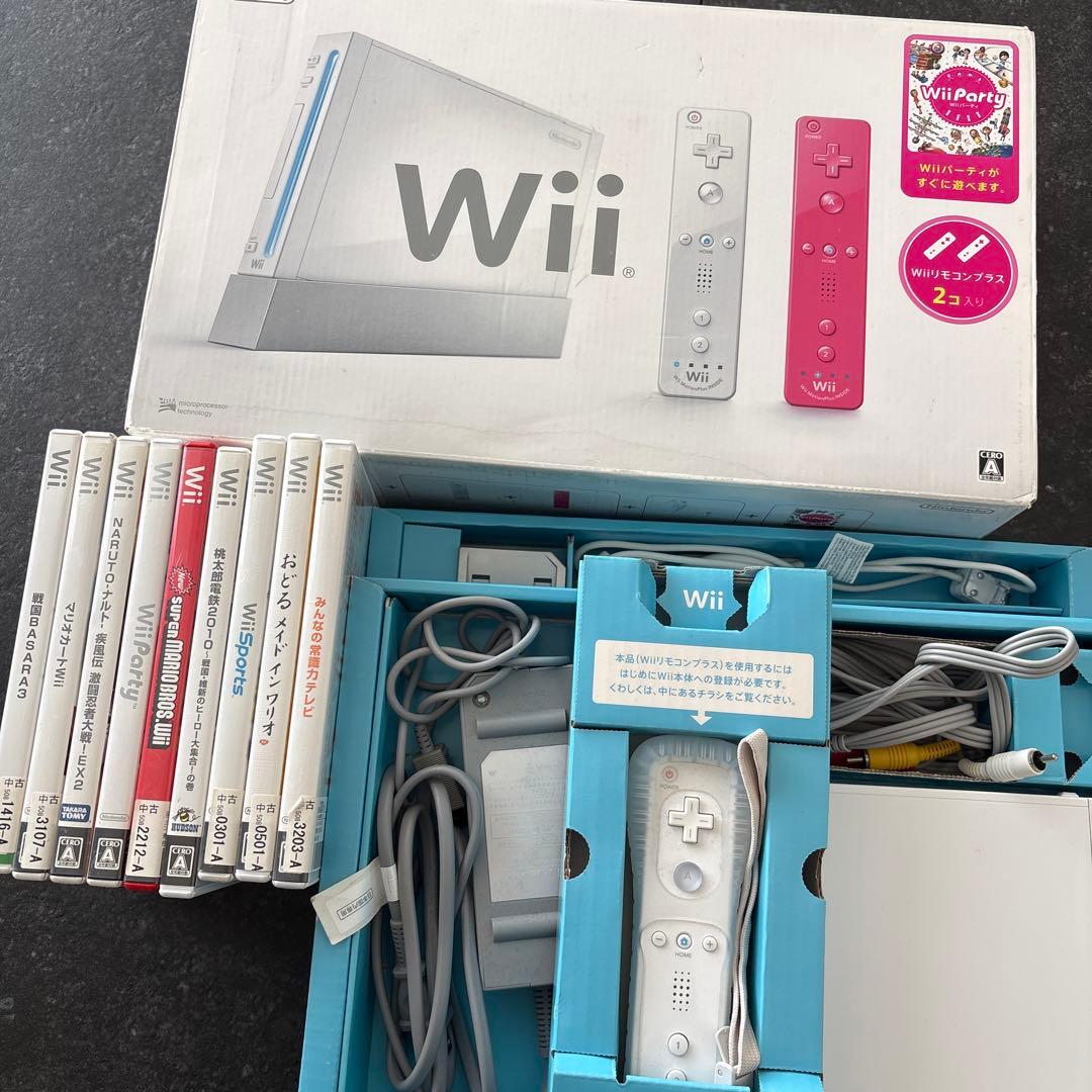 Nintendo Wii 本体 ホワイトピンク + ゲーム9本セット - メルカリ