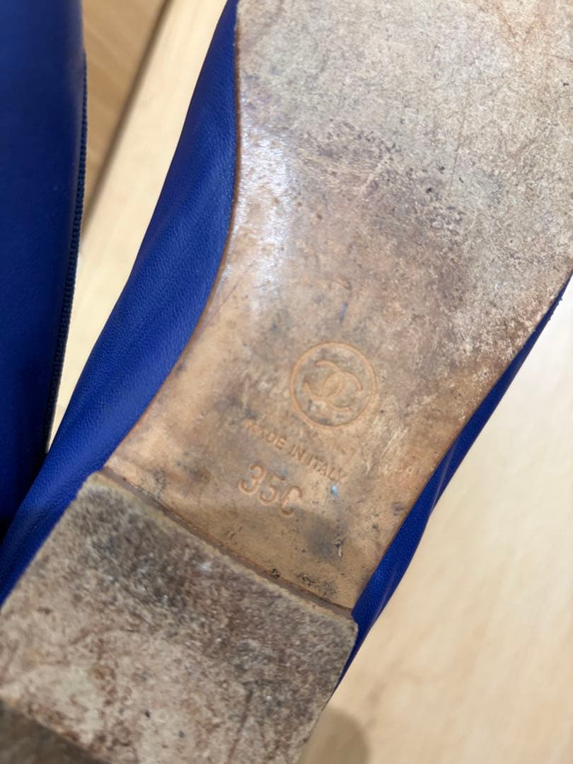 CHANEL バレエシューズ ブルーゴールド シャネル 35サイズ - 靴新品 通販