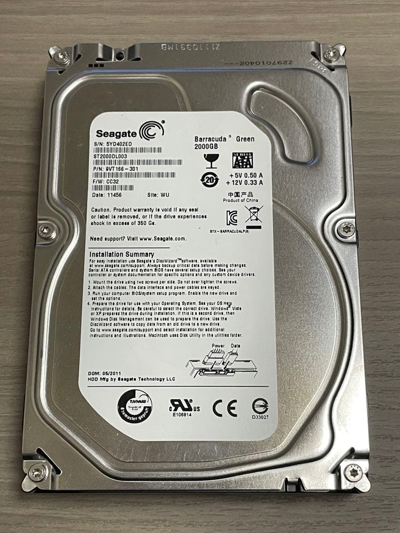 【検証済】Seagate 2TB HDD ST2000DL003 保守・ドナー用 Amazon.com: Seagate Barracuda Green 2TB SATA 6Gb/s 64MB Cache 3.5