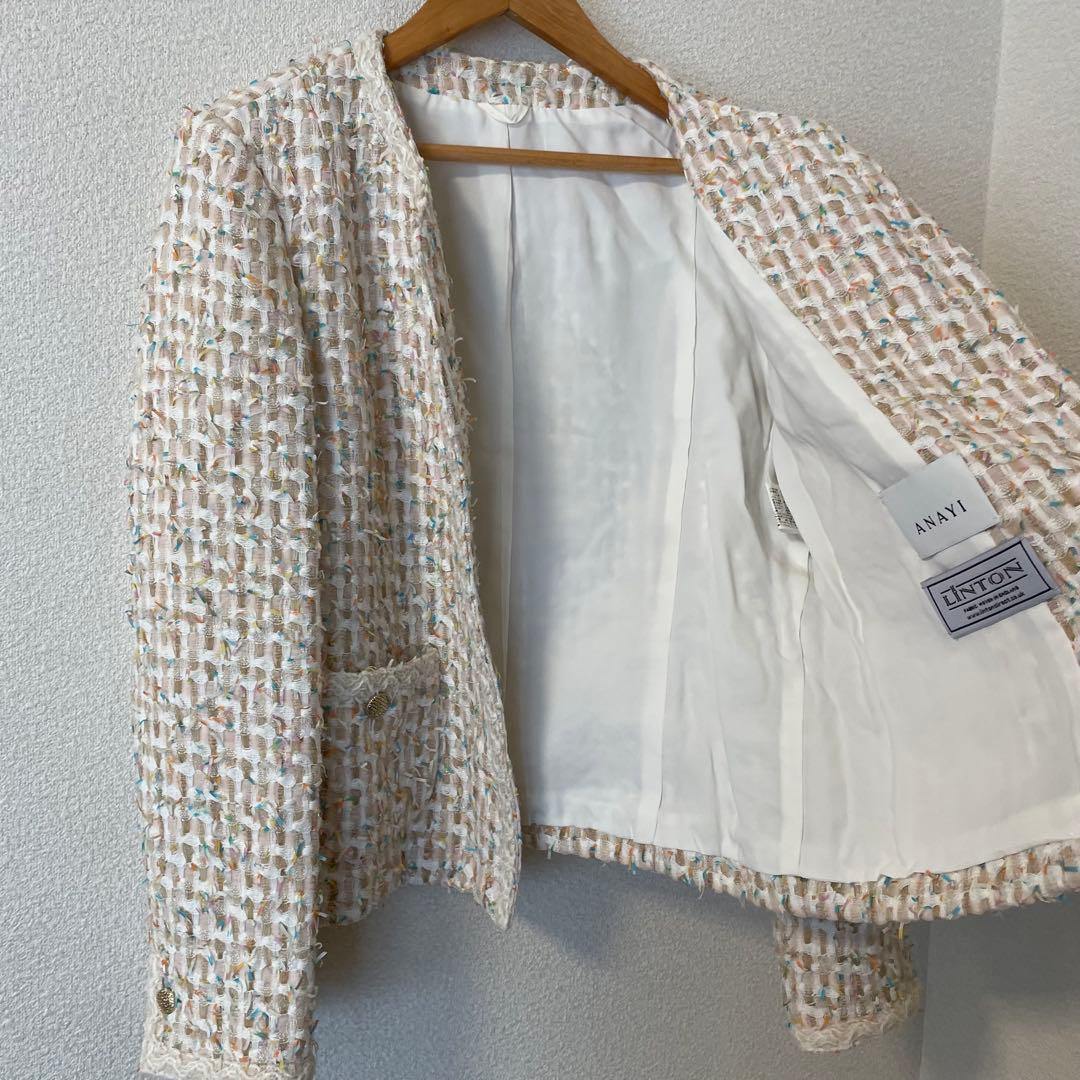 アナイ 38 リントンツイード ノーカラージャケット - メルカリ