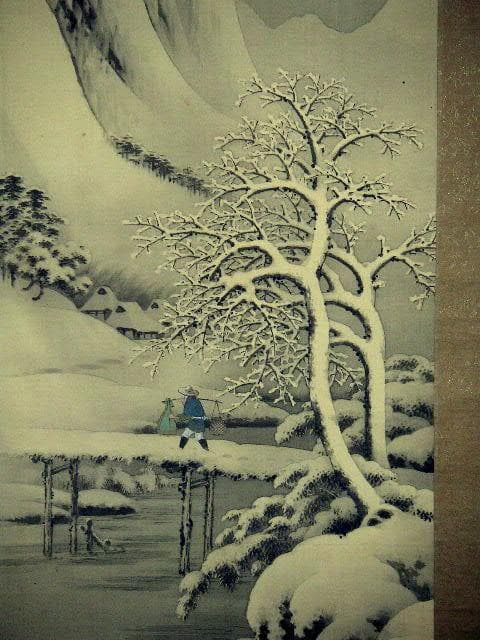 ♥掛軸雪景図田口 楚水掛け軸共箱付き骨董品