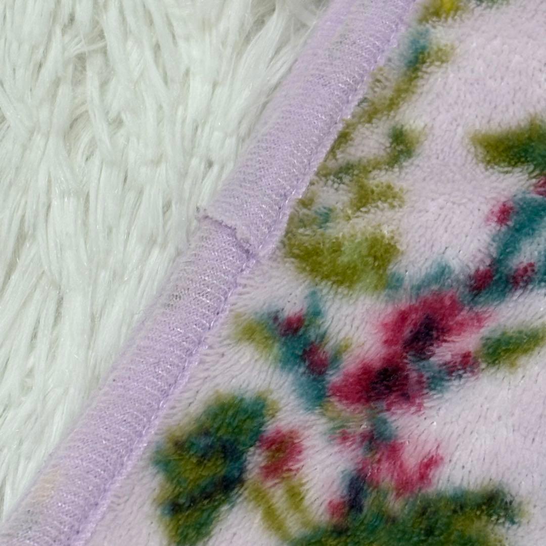 美品 フェイラー ブランケット 花柄 紫 パープル 綿 シュニール織り