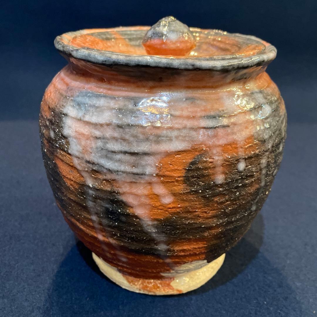 茶道具【吉村 楽入】(造)の『赤楽 種壷 水指』共箱 ※美