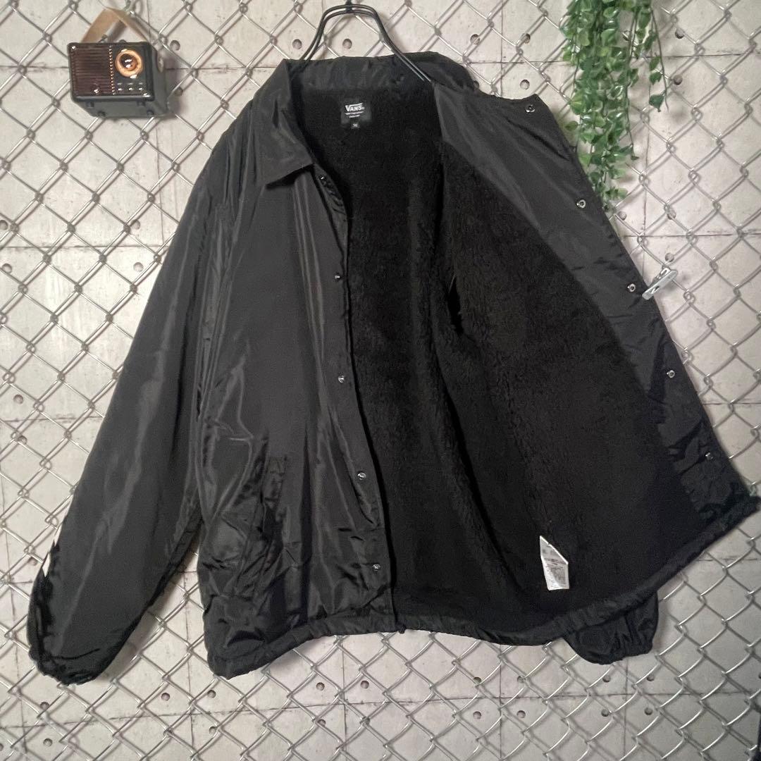 VANS バンズ コーチジャケット 裏ボア ワッペン 腕ライン ブラック 黒