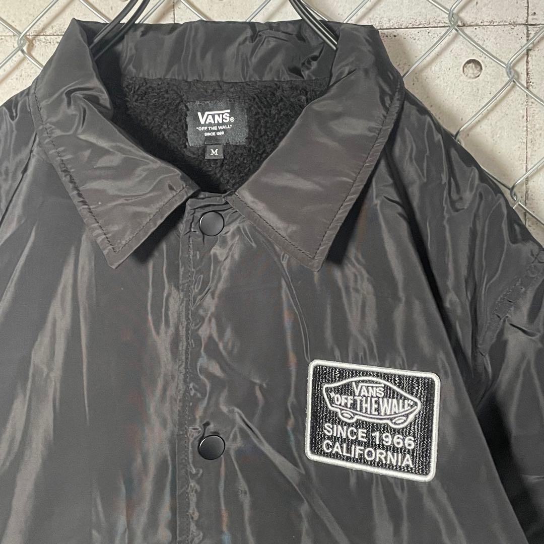 VANS バンズ コーチジャケット 裏ボア ワッペン 腕ライン ブラック 黒
