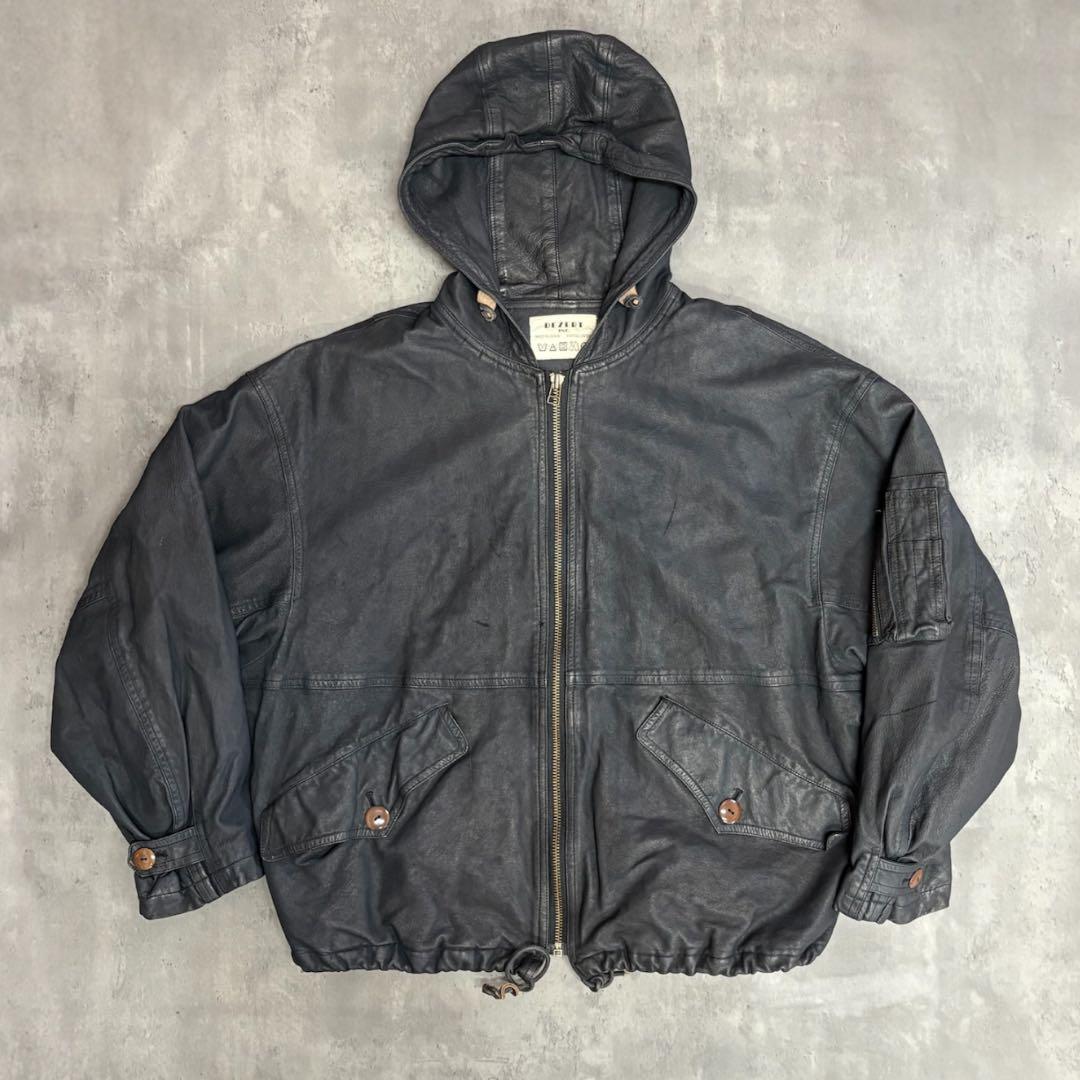 80s 初期タグ DEZERT デザート レザージップアップフーディ 田口 成彦