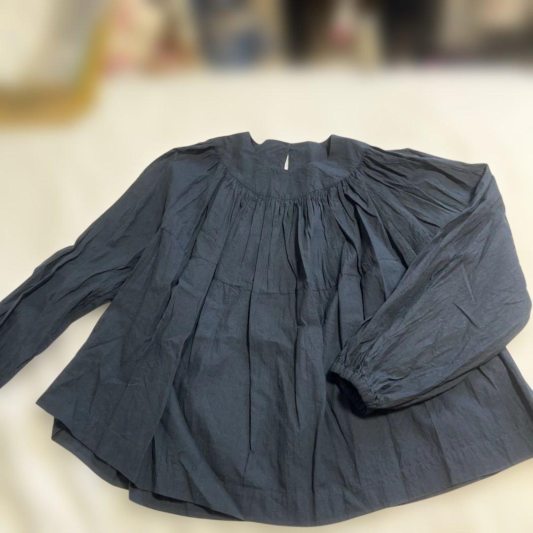45R カディヨークブラウス 45Rインドカディレース×タックのスモックブラウス（藍）: WOMEN｜45R