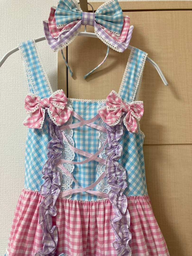 Angelic Pretty ギンガム配色肩リボン JSK KC - メルカリ