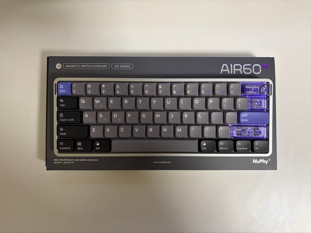 NuPhy AIR60 HE ロープロファイルラピッドトリガーキーボード NuPhy Air60 HE【レビュー】ロープロファイル磁気スイッチゲーミング