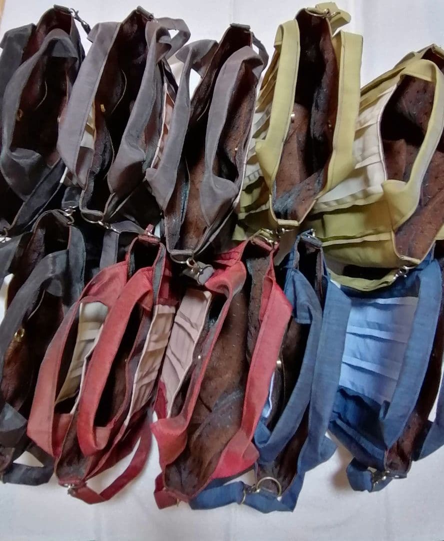 畳へり トートバッグ 紺×ブルー 外側ポケット＆ショルダー紐つき ほか