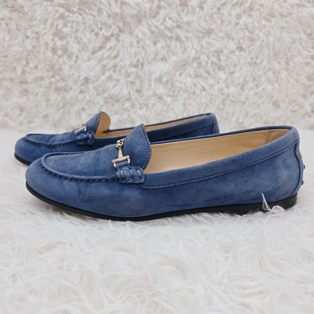 ✨美品✨TOD'S トッズ 本革 スエード ビット ローファー 青 24.5cm