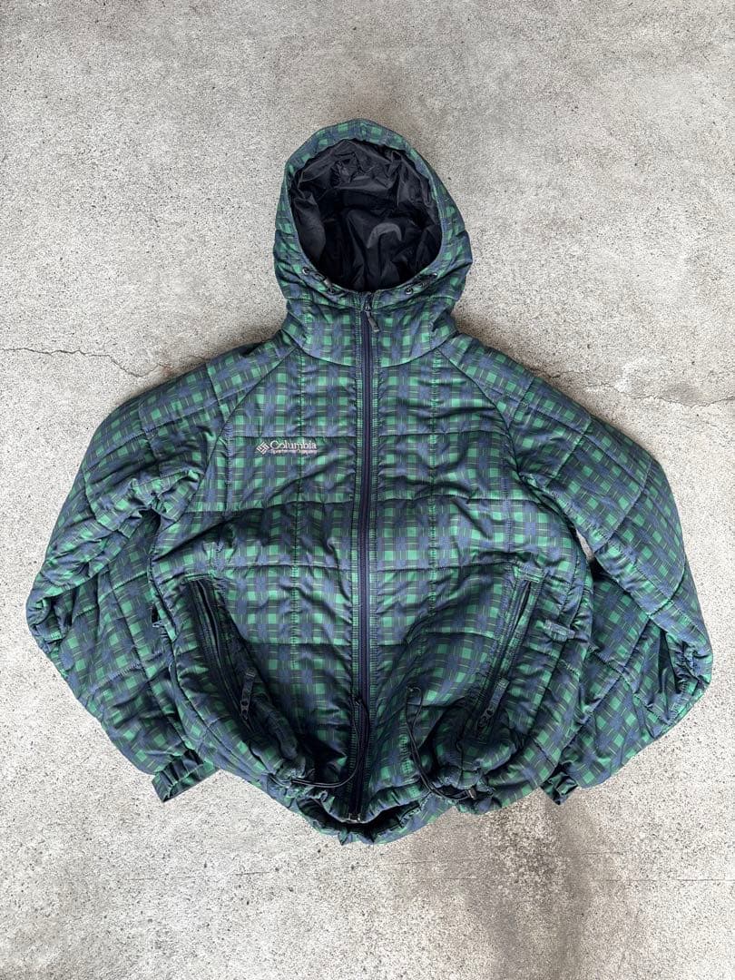Columbia hooded puffer jacket チェック柄 - メルカリ