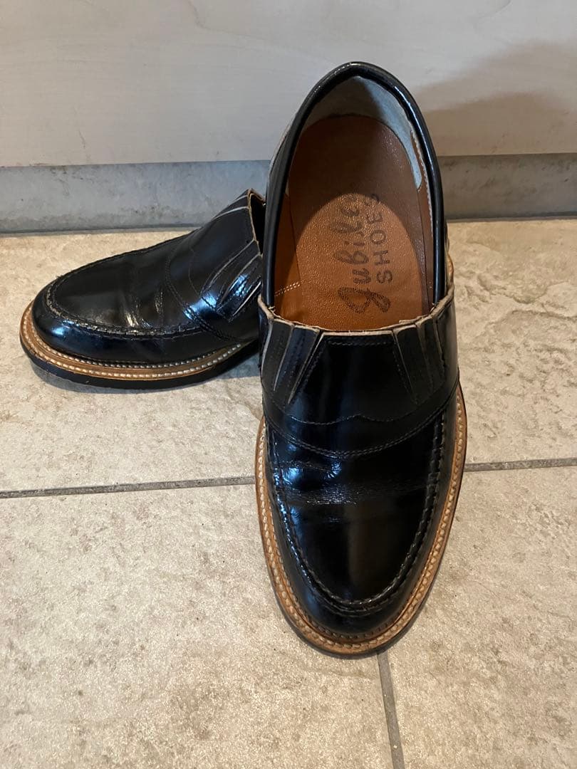 ジュビリーシューズ黒 レザー スリッポン ロカビリー サイズ7(25cm