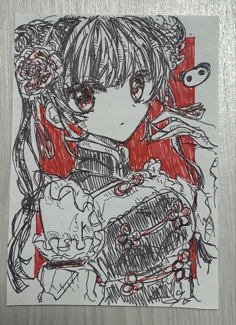 手描きイラスト アナログイラスト オリジナルイラスト 女の子 チャイナ