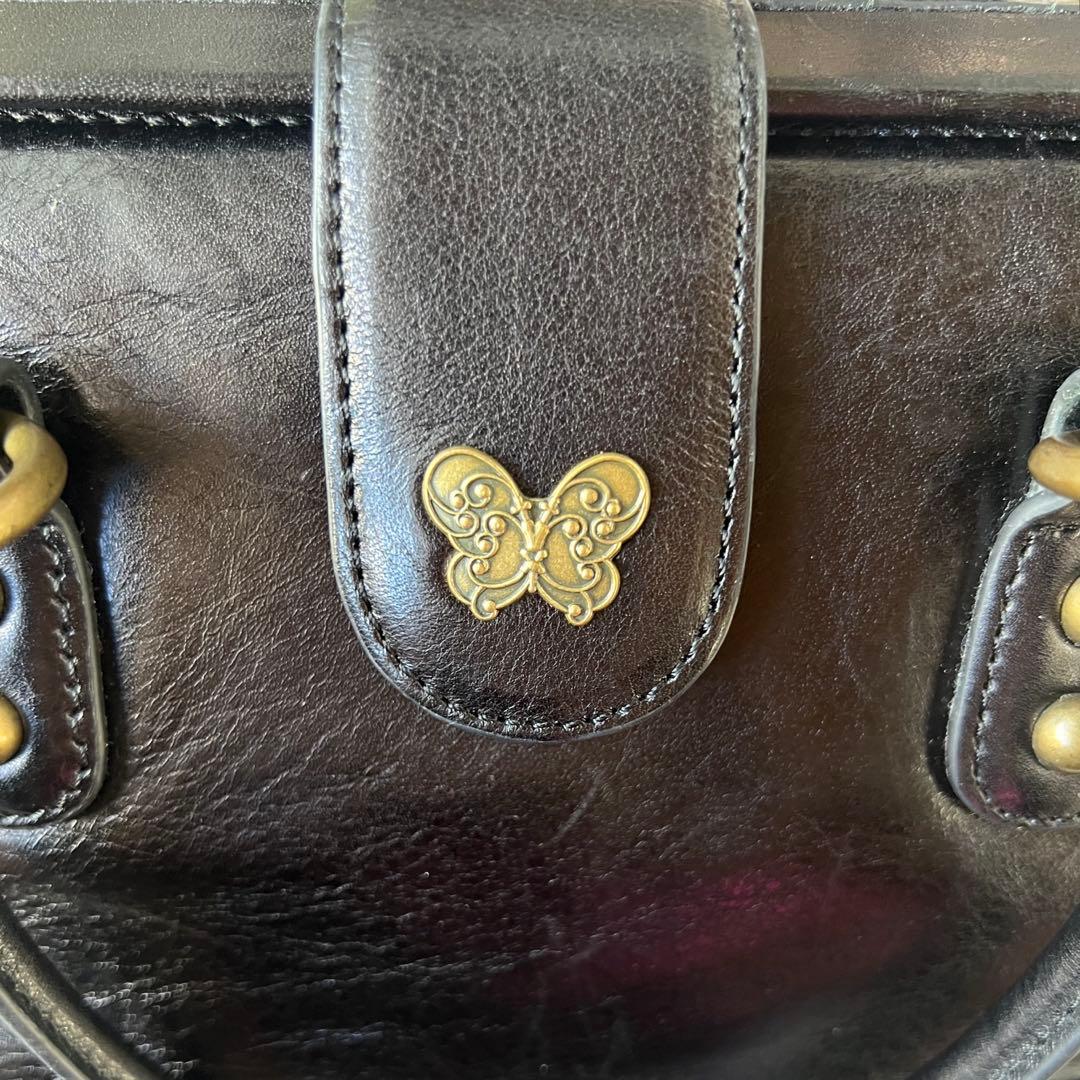 廃盤希少 ANNA SUI アナスイ ダレスバッグ ドクターズバッグ レザー 黒