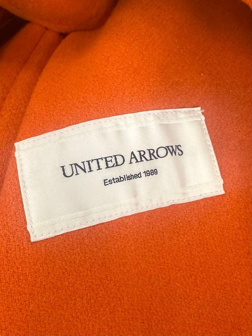 週末限定値下 オレンジ ダッフルコート フード付き united arrows