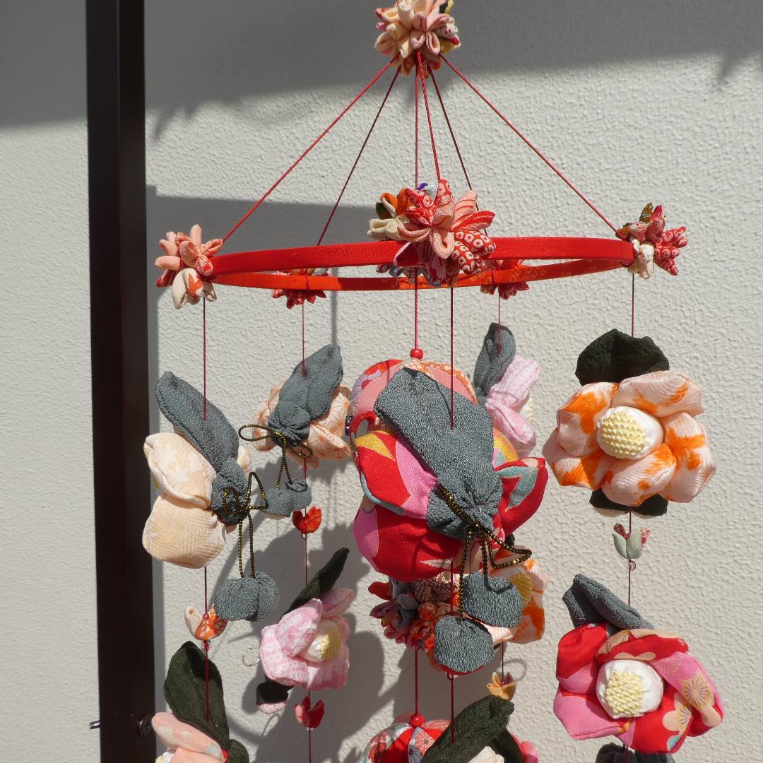 古布 正絹 吊るし雛 錦紗縮緬 疋田模様 麻の葉 くくり花 さげもん 鬼