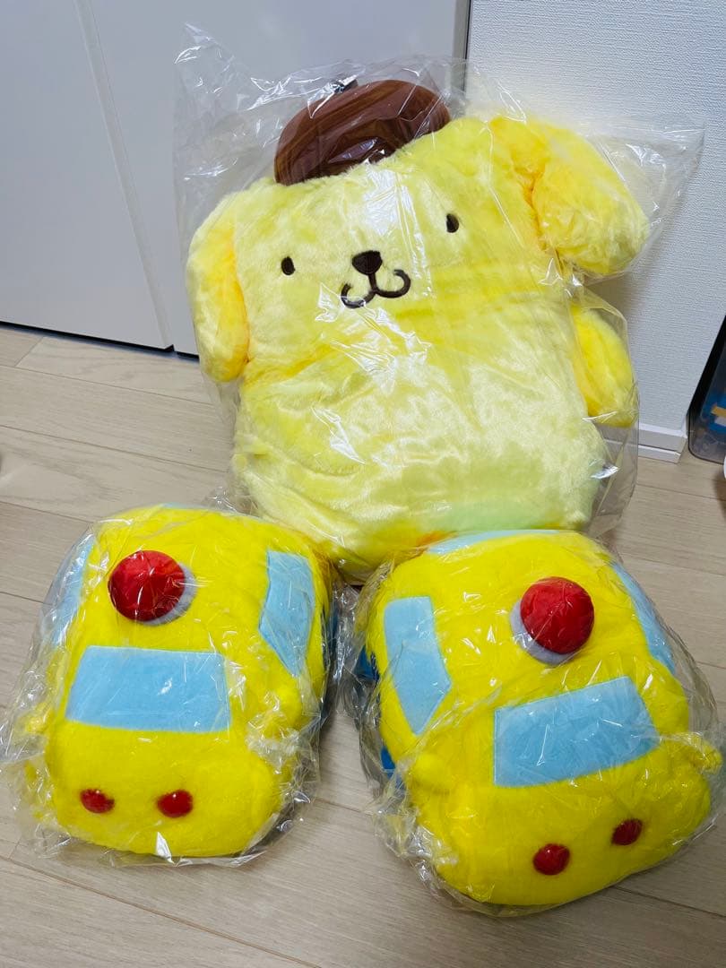 希少★新品★サンリオ 特大ぬいぐるみ ギガジャンボ　ポムポムプリン ＋モルカ２体 約55cm! ポムポムプリン スーパーギガジャンボぬいぐるみ プリン