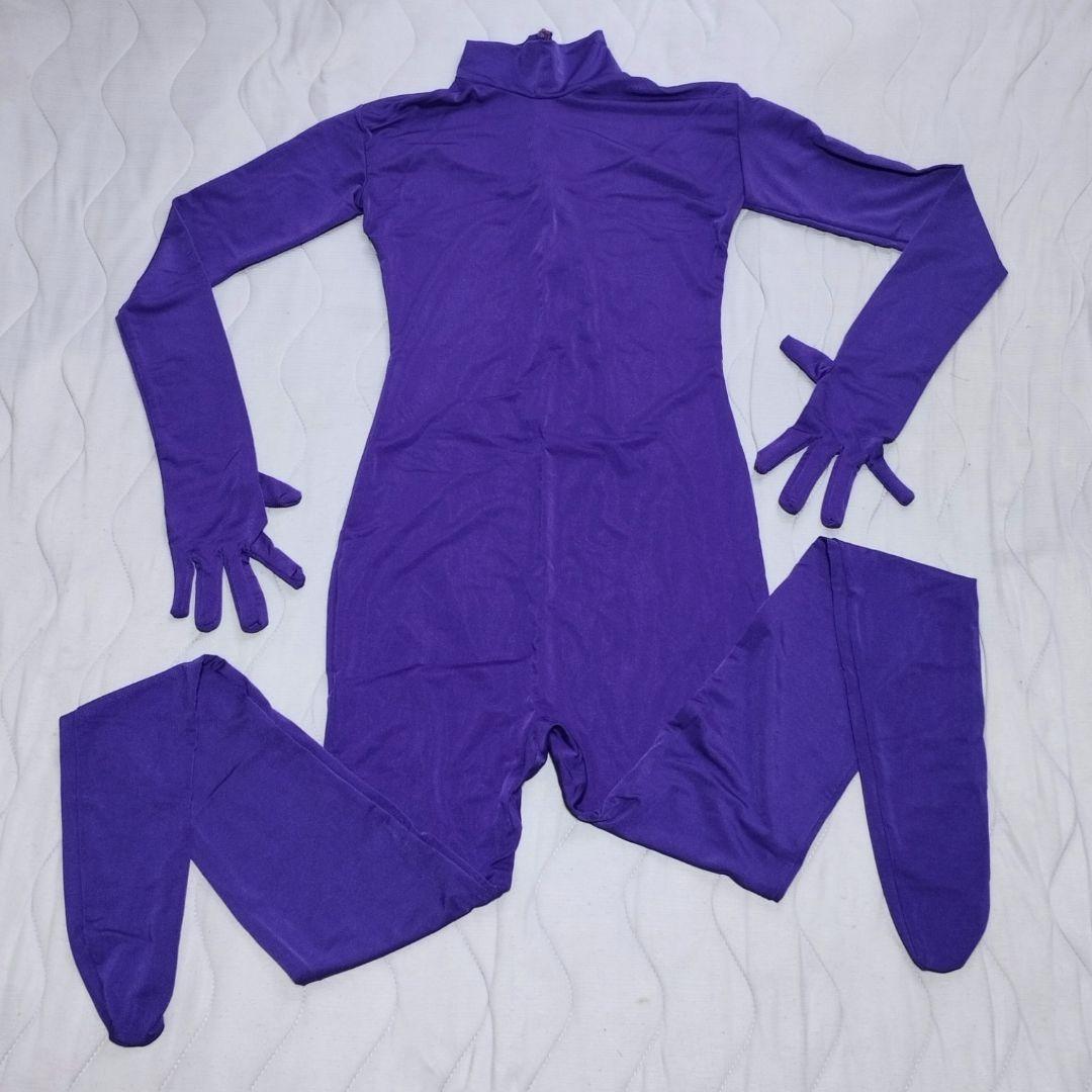 全身タイツ 紫 ゼンタイ ボディスーツ キャッツアイ コスプレ
