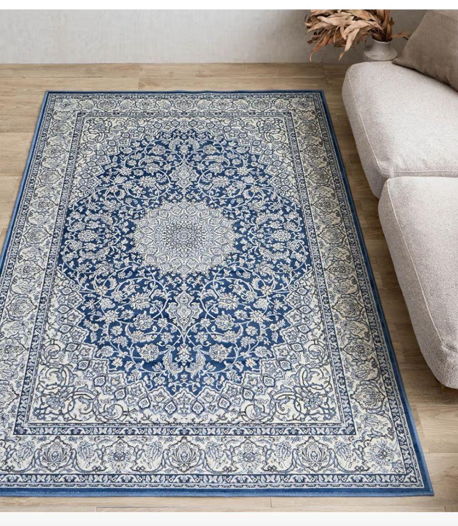 サヤンサヤン　ラグ　カーペット　絨毯　ブルー　ロイヤルパレス　3畳　滑り止め付き サヤンサヤン ラグ 3畳 絨毯 ベルギー製 カーペット 195x250