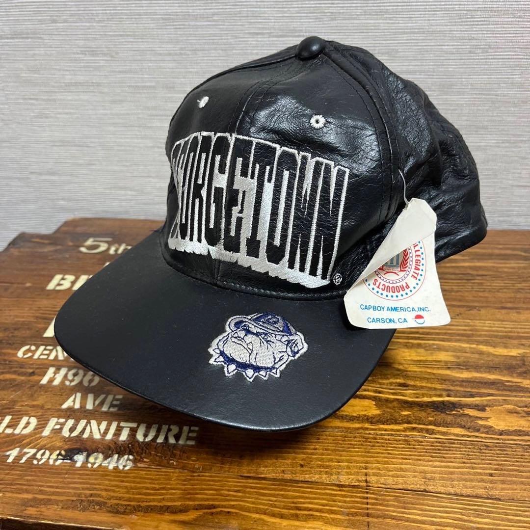 激レア 90s ジョージタウン ビンテージキャップ レザー ブルドッグ