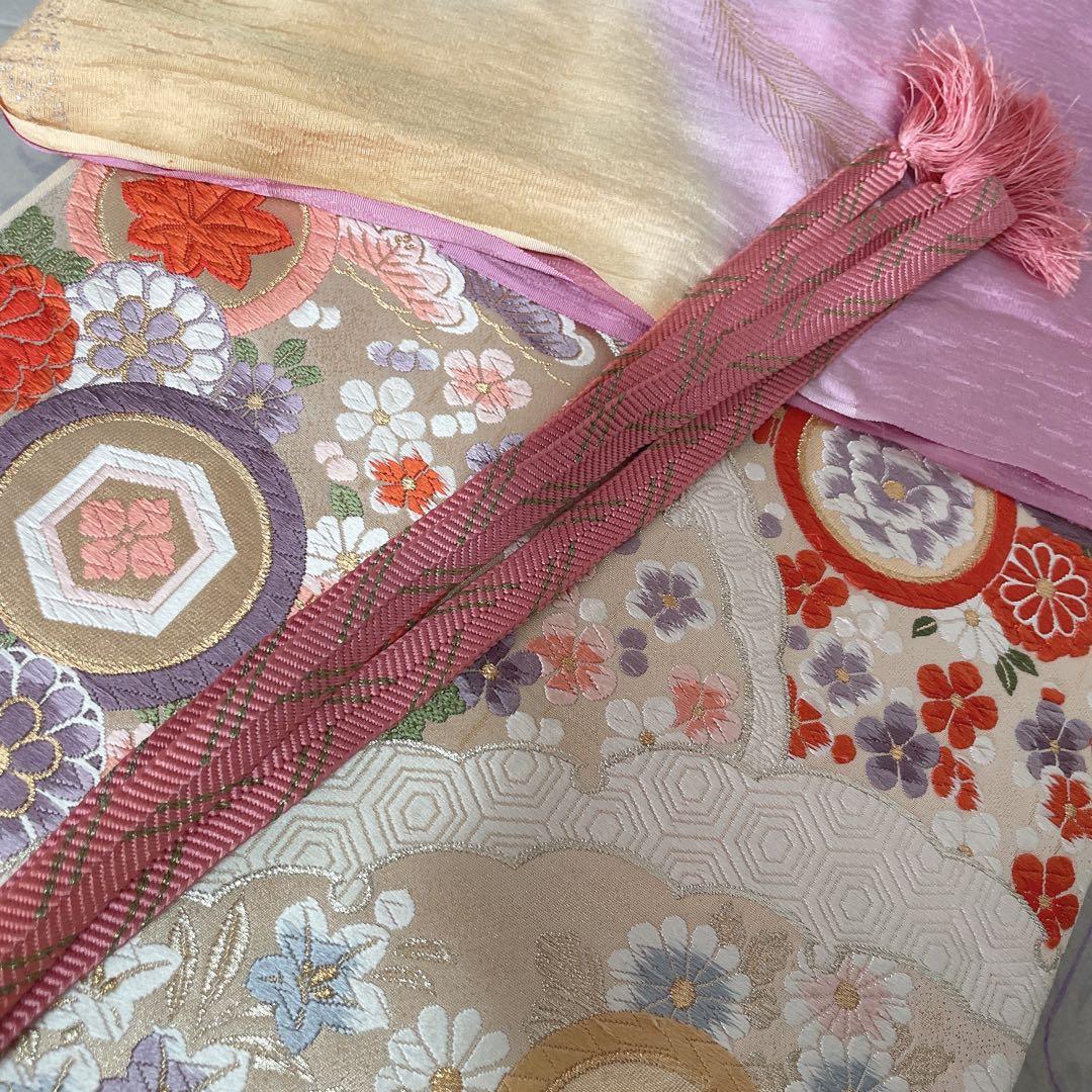 訪問着 フルセット 桔梗 小花 可愛らしい花 春爛漫 手刺繍 着物 Q5
