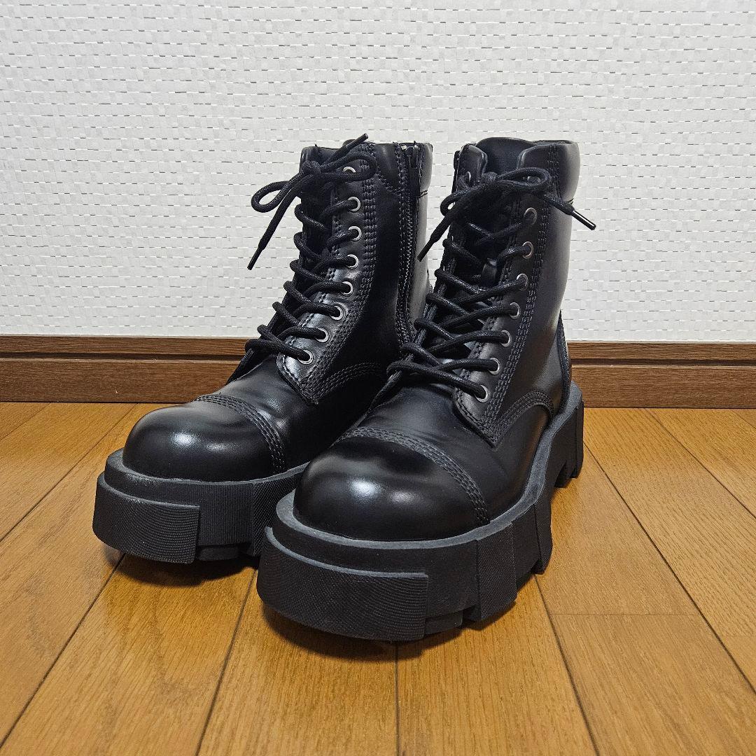 極美品☆ ZARA レースアップブーツ 超厚底 サイドジップ トラック