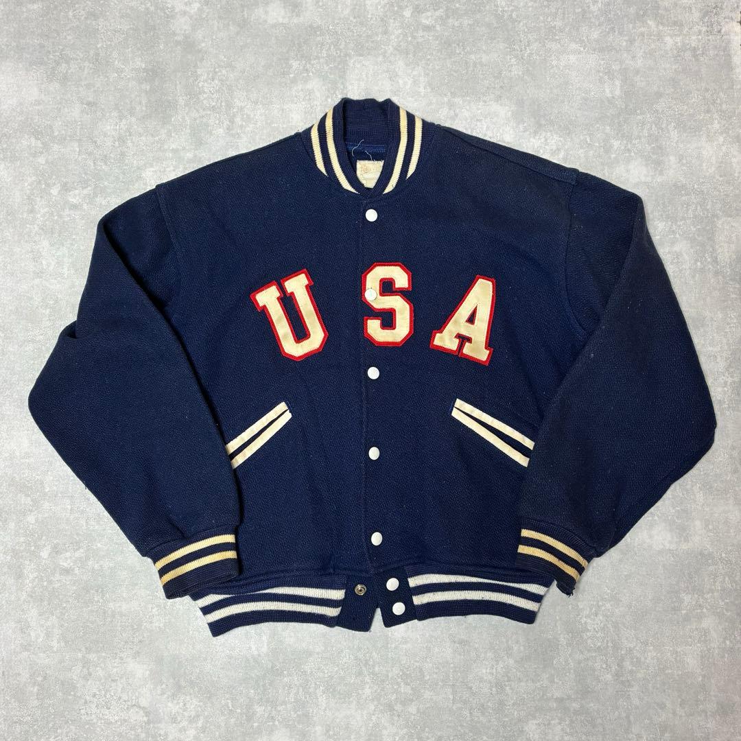 70s FELCO スタジャン USAパッチ ブルー アメリカ製 ウール - メルカリ