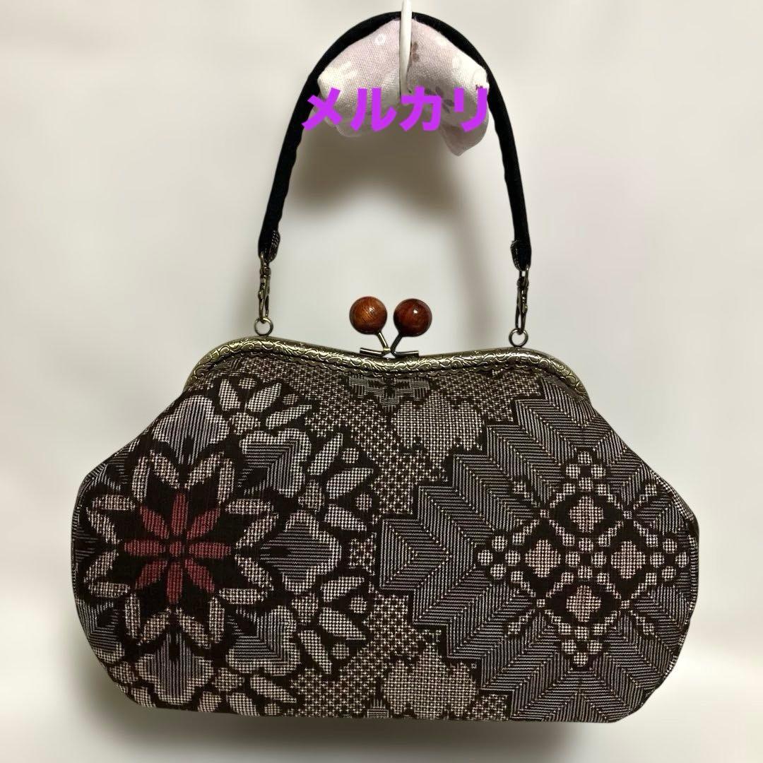 龍郷 泥大島紬 ハンドメイド がま口バッグ 和柄 着物バッグ - メルカリ